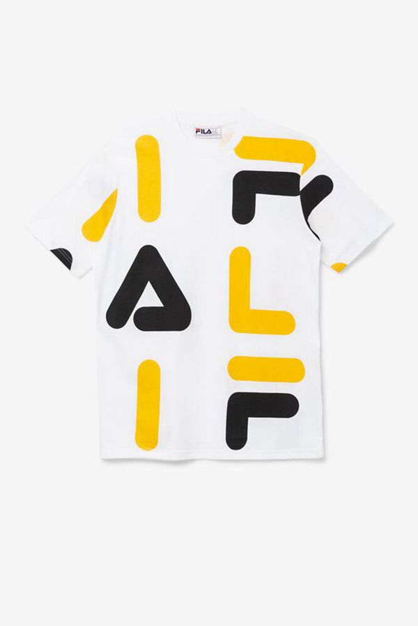 Camisetas Fila Hombre Blancas / Amarillo / Negras - Bennet - España 658302PDW